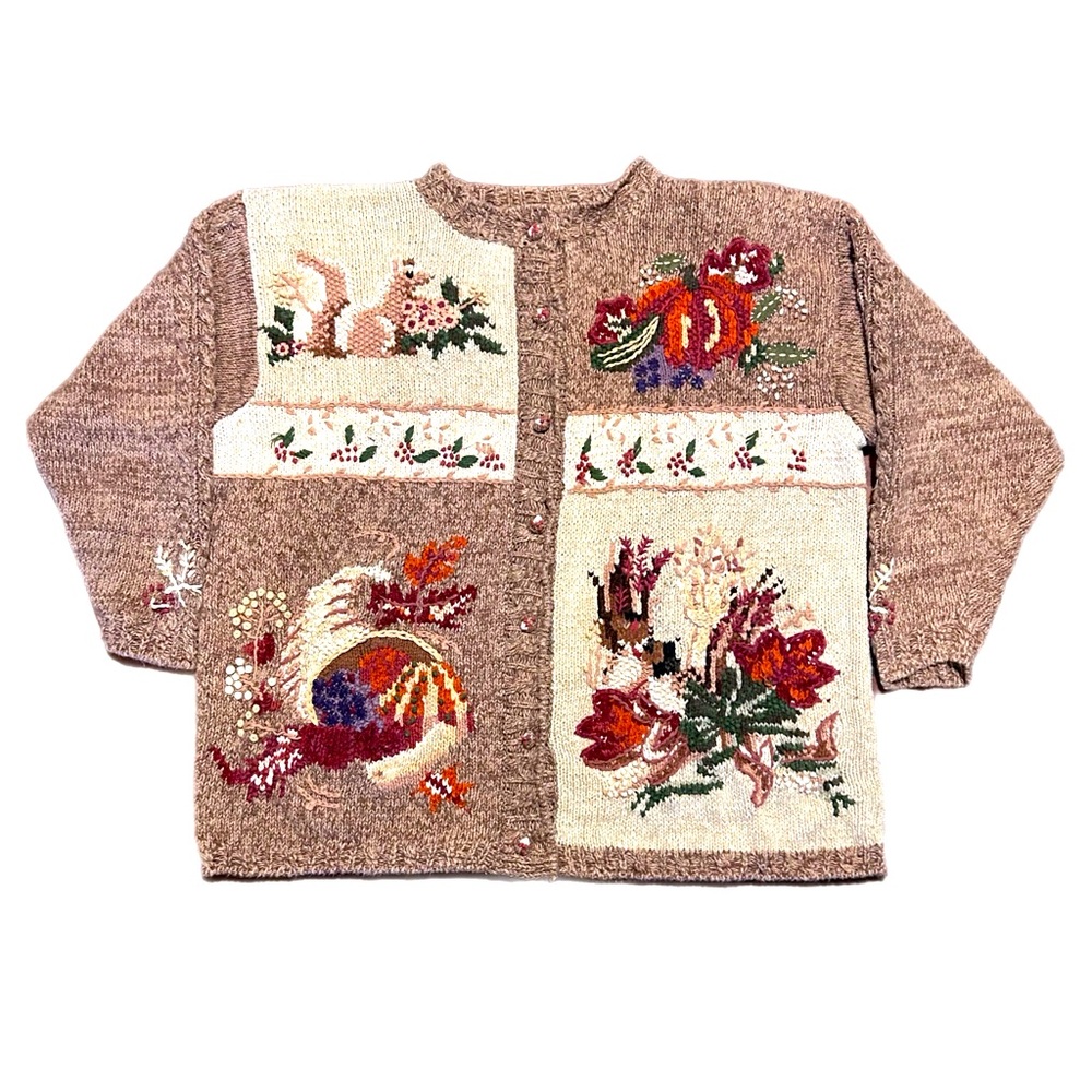 Heirloom Collectibles Vintage 90s  Pattern Embroidered Fall Cardigan 18/20